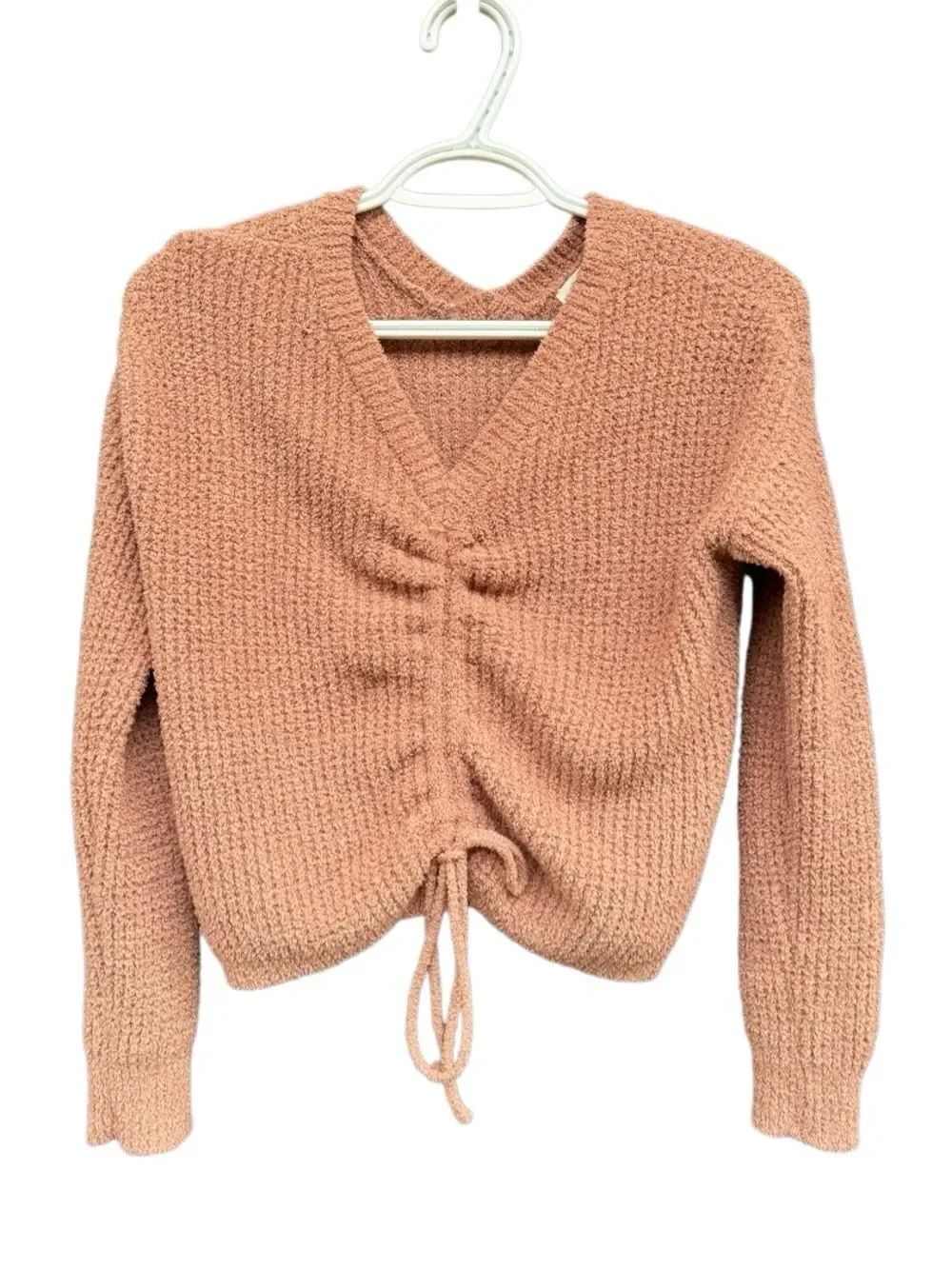 Jessica Simpson Women's V Neck Front Tie Sweater Top in Tan Size Small
